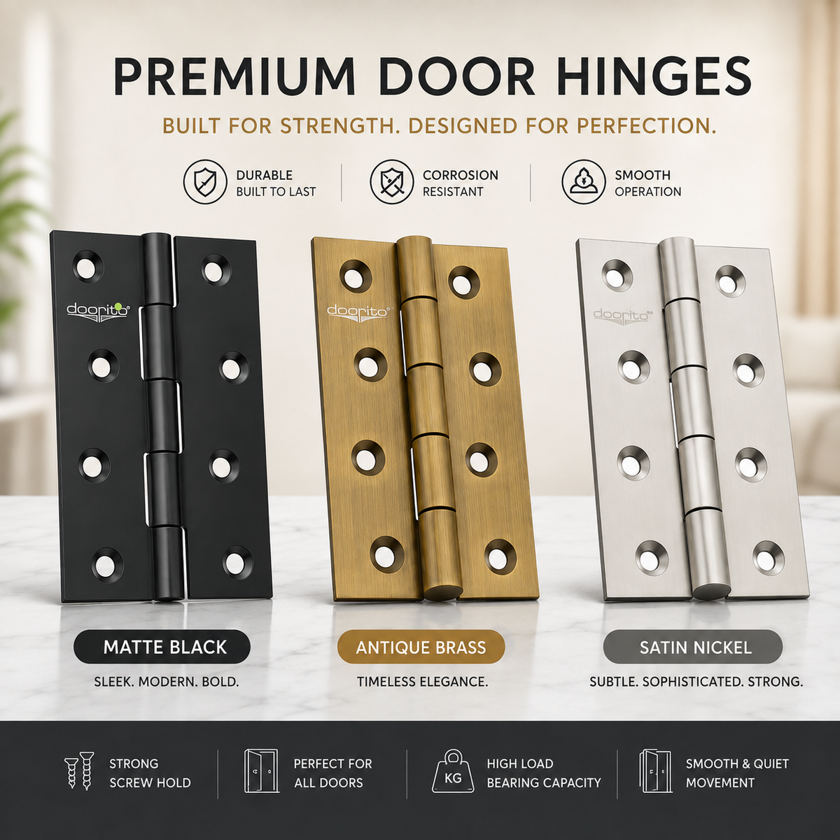 SS Butt Hinges Size 5x12 Stainless Steel Material S112 DRT