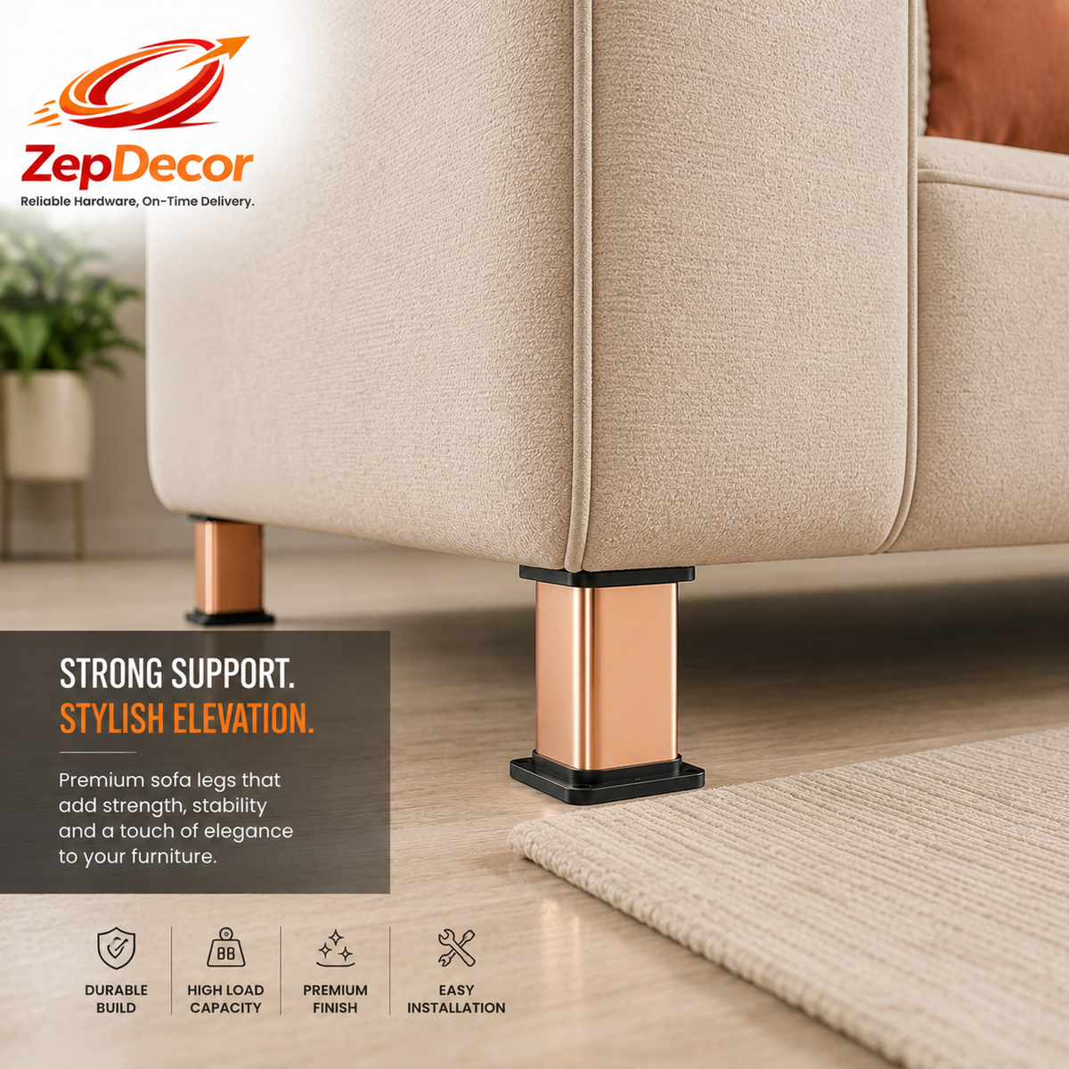 Sofa Leg 4" (Dia 50mm) 1575 DRT