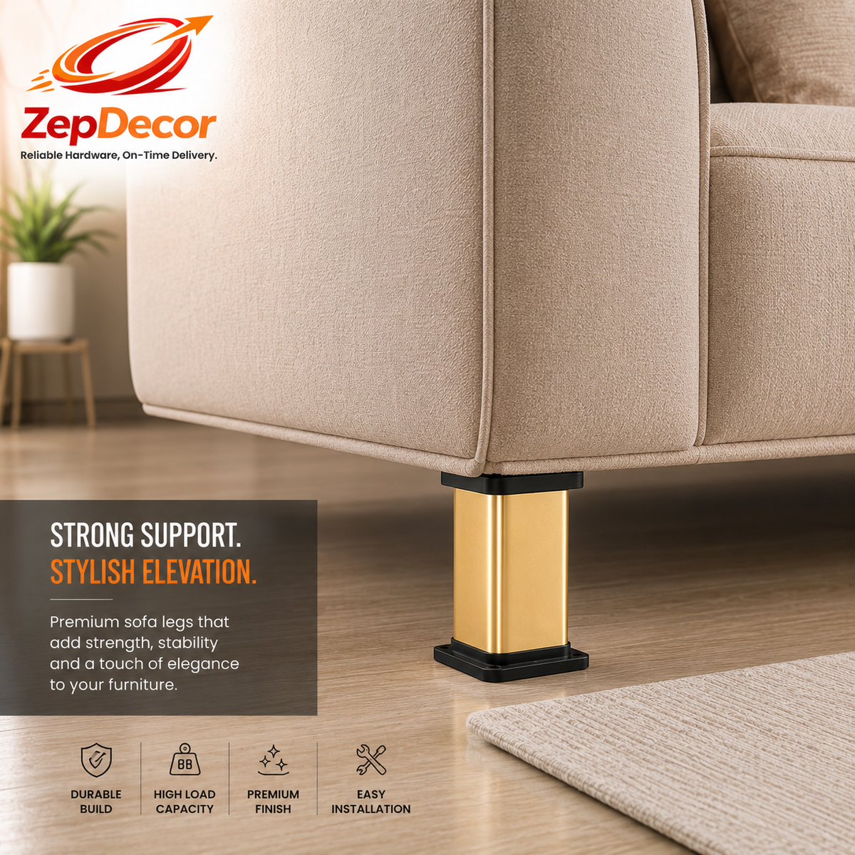 Sofa Leg 4" (Dia 50mm) 1575 DRT