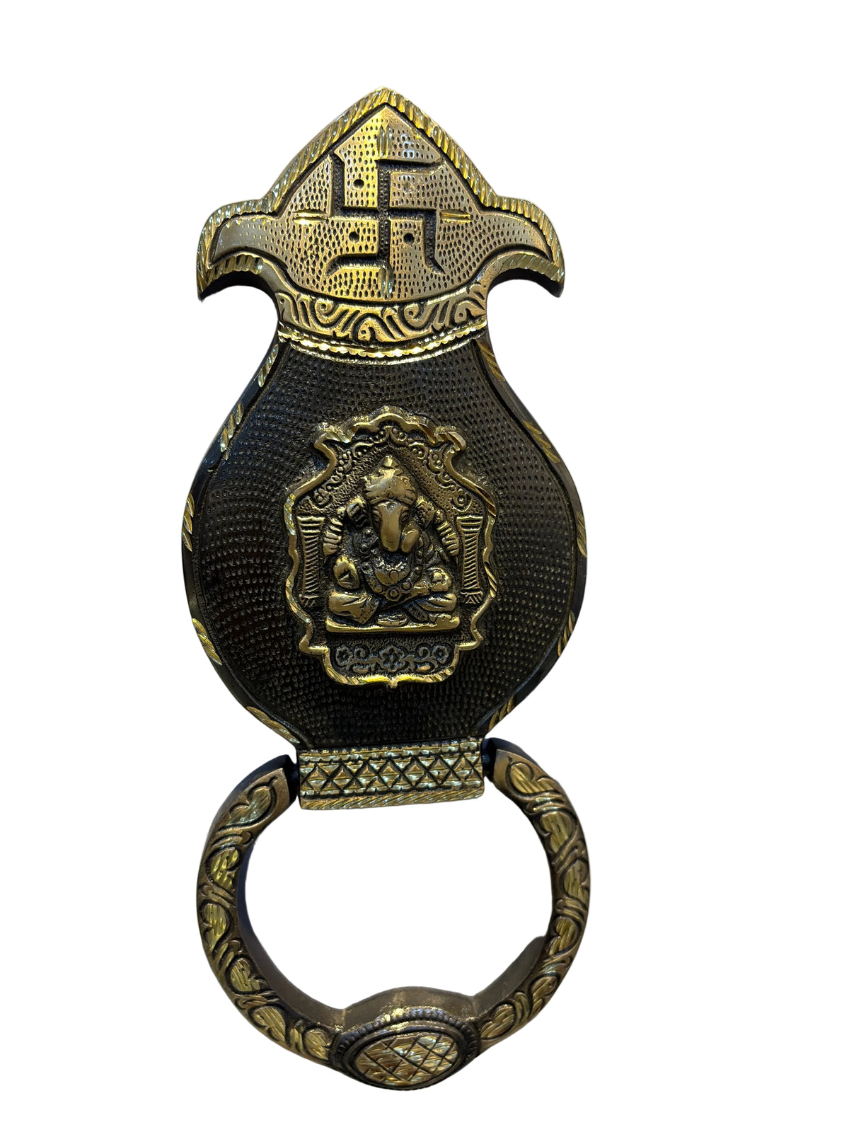 Brass Door Knocker Kamal Ganesh Antique 250mm Topline HR