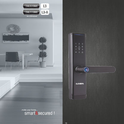 Europa Electronic Door Lock Model L3A Lock Code EML1110MB Matt Black