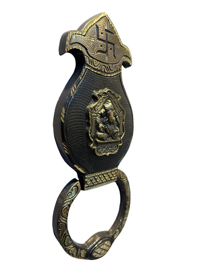 Brass Door Knocker Kamal Ganesh Antique 250mm Topline HR