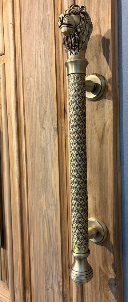 Main Door Door Pull Handle Roar (Lion) 32x300mm Brass Material Antique Finish PP