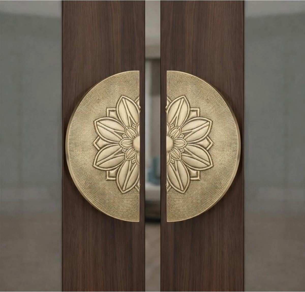 Double Door Handle Rose 6" Brass Material Antique Finish PP