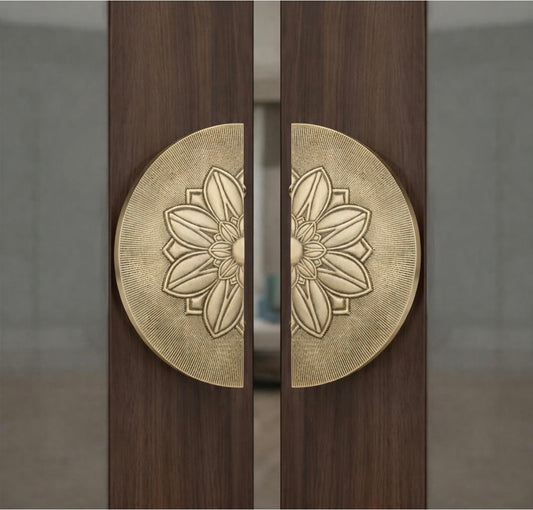 Double Door Handle Rose 6" Brass Material Antique Finish PP