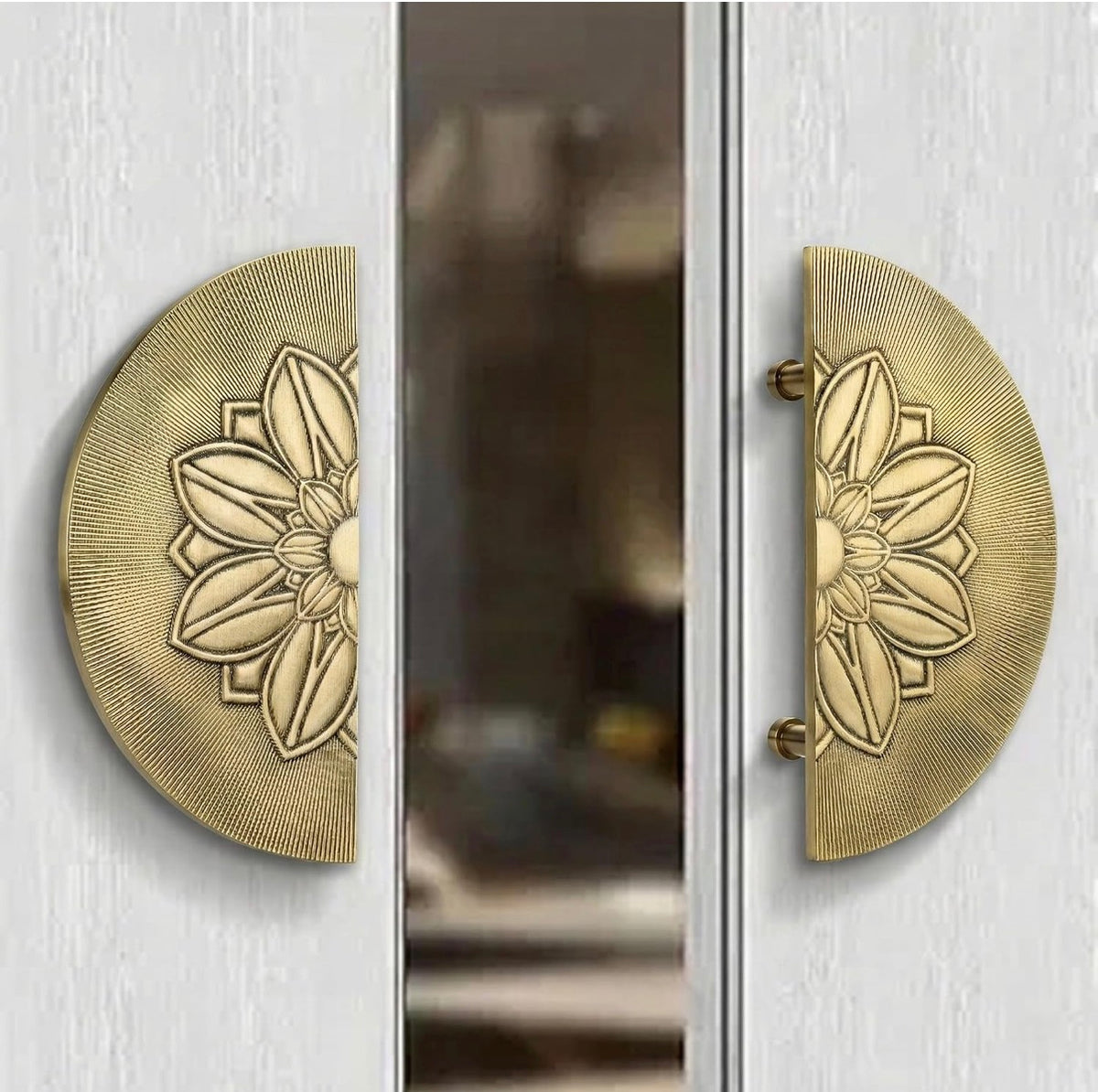 Double Door Handle Rose 6" Brass Material Antique Finish PP