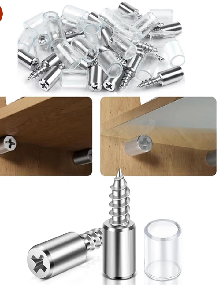 Metal Shelf Pin Direct Screw Type With Rubber Grip Transparent For Wardrobe Shelf of Glass/Wood