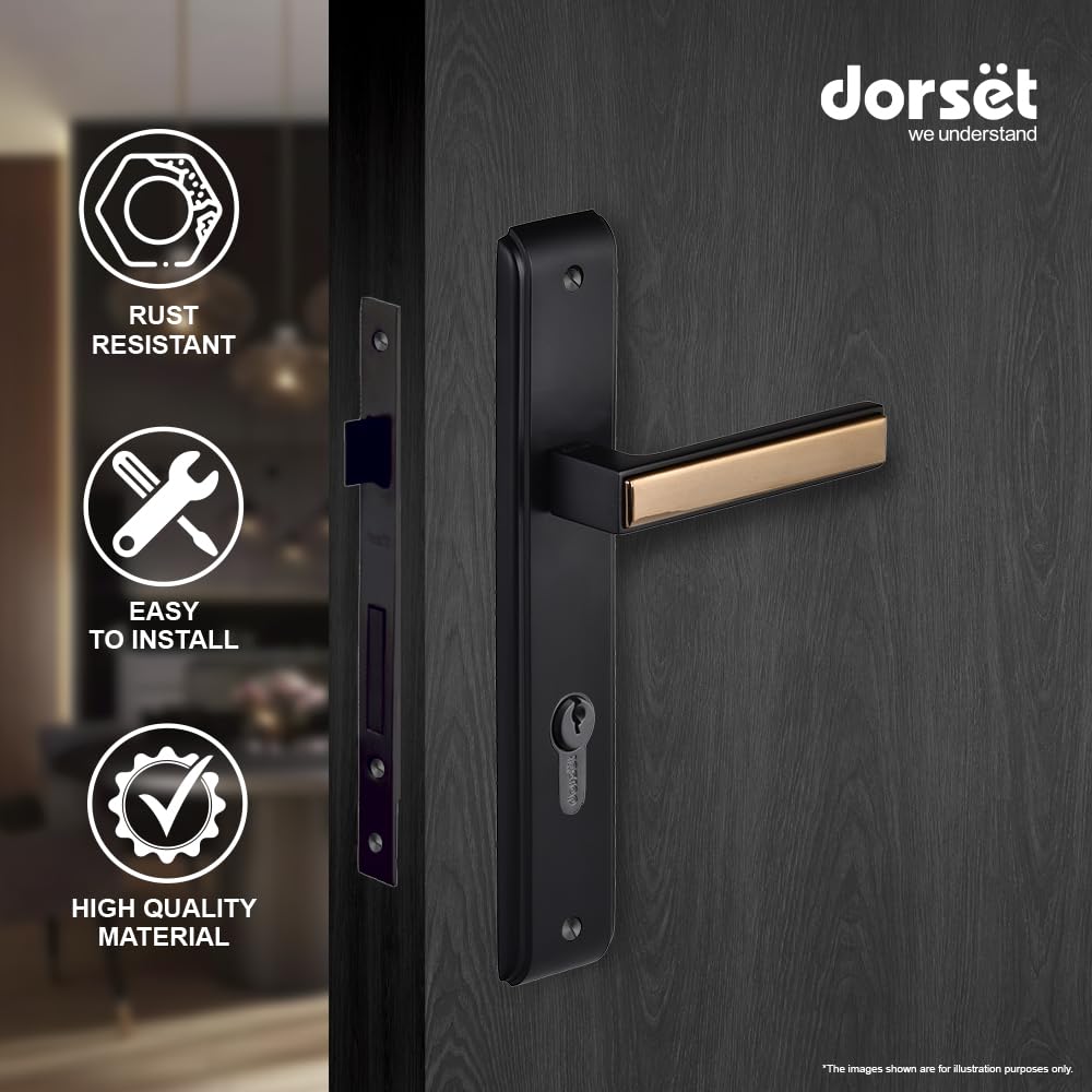 Dorset Mortise Lock Kaira Black Rose Gold Finish