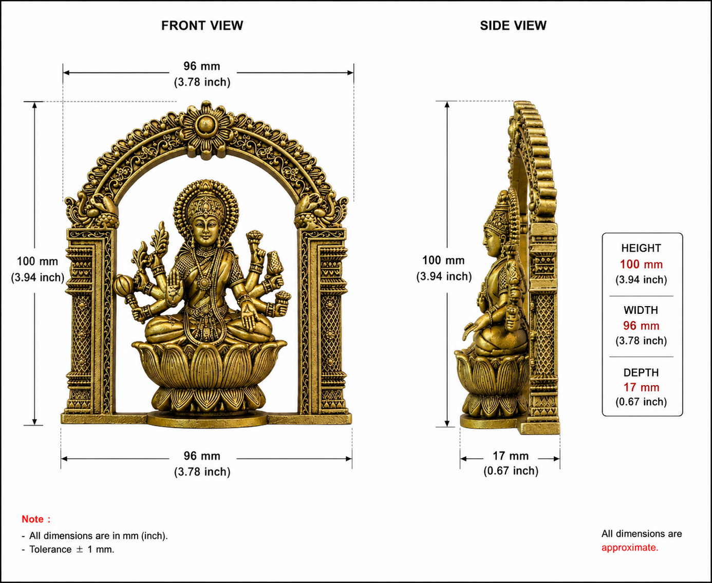 Ashta Laxmi 4" Brass Material Antique Finish (8pcs Set) BS