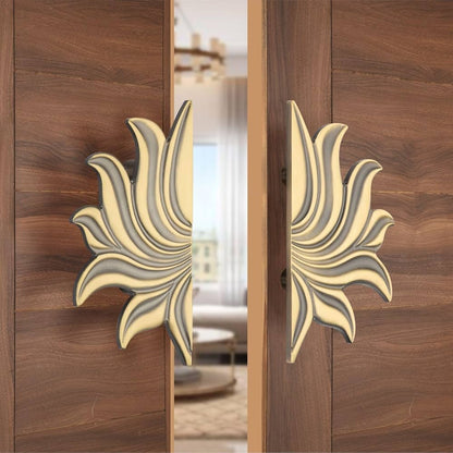Brass Door Handle Lotus 3D Set(2 pcs) Antique Finish PP