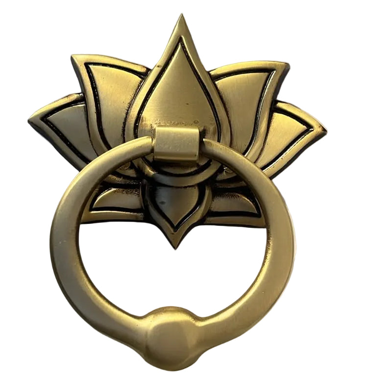 Door Knocker Lotus Brass Material Coffee Antique Finish PP