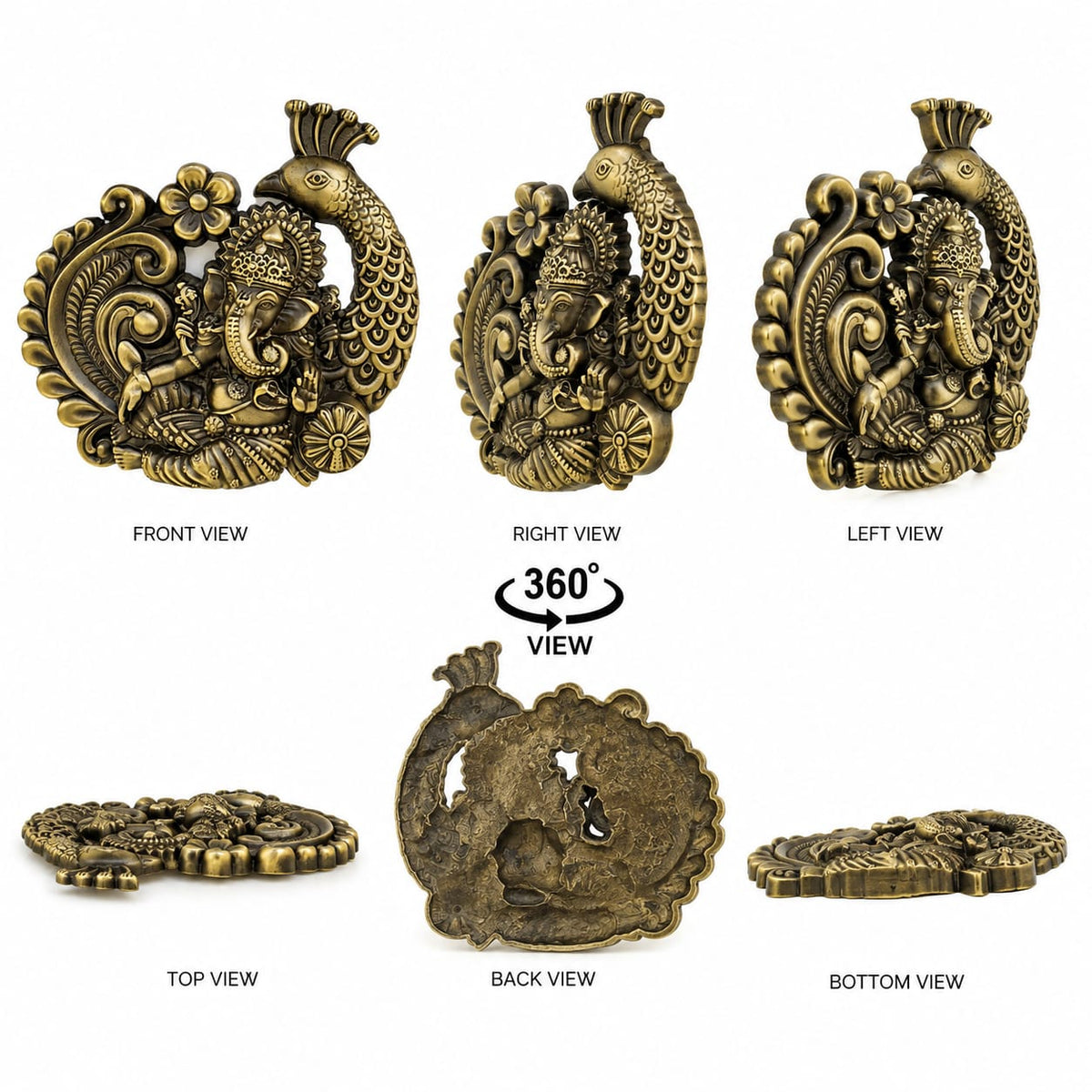 Brass Mayur Ganesh Statues 174x160mm Coffee Antique Finish PP