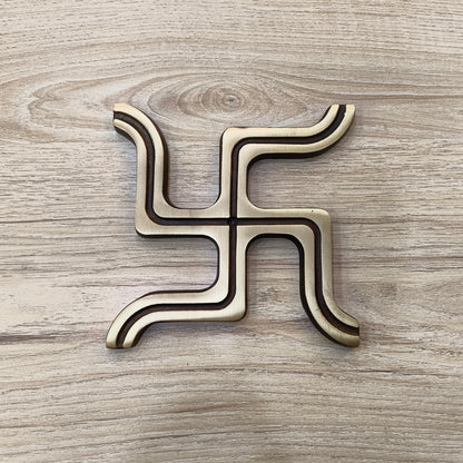 Swastik God Status 150x150mm Brass Material Antique Finish PP
