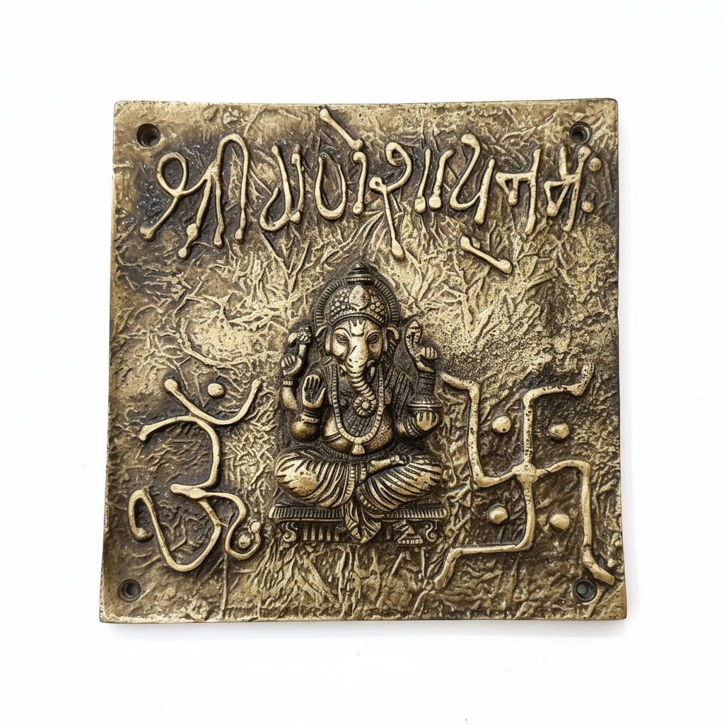 Brass Ganesh Wall Decor – Antique Finish HR