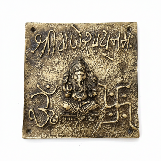 Brass Ganesh Wall Decor – Antique Finish HR