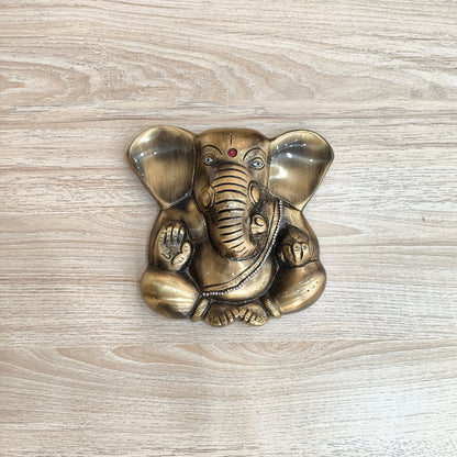 Brass Ganesh Wall Decor Antique Finish HR