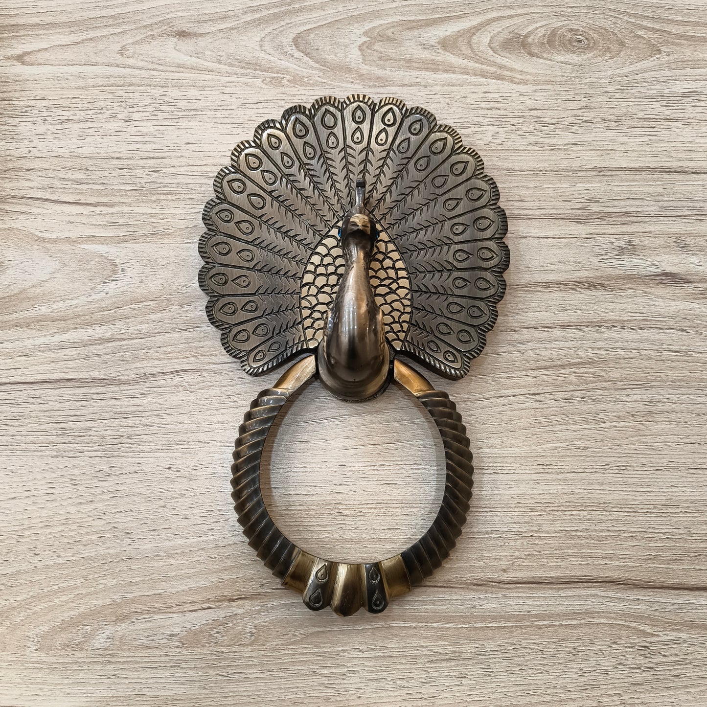 Brass Kalapi (Peacock Design) Door Knocker Antique Finish HR