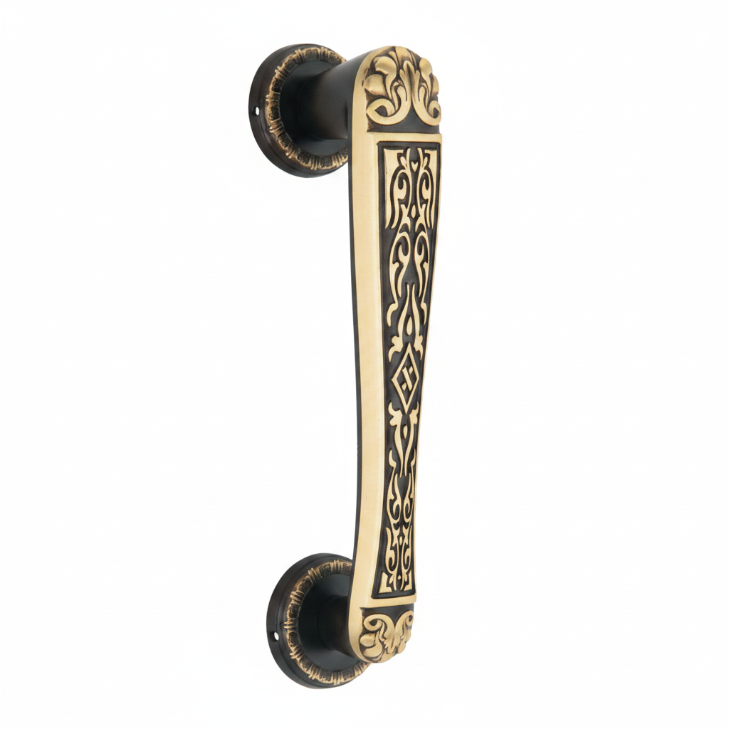 Main Door Handle 350mm Model Coral Brass Material Antique Finish PP