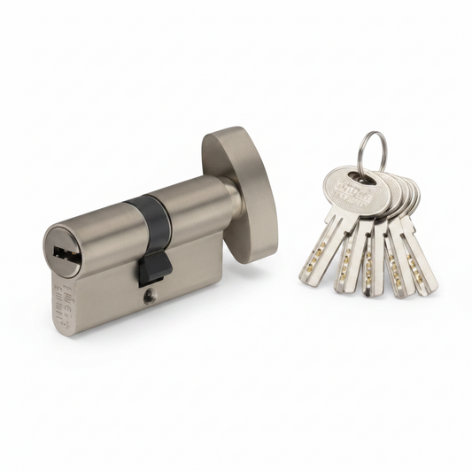 Brass Pin Cylinder 60mm One Side Key One Side Knob SS Finish AL SSK PP