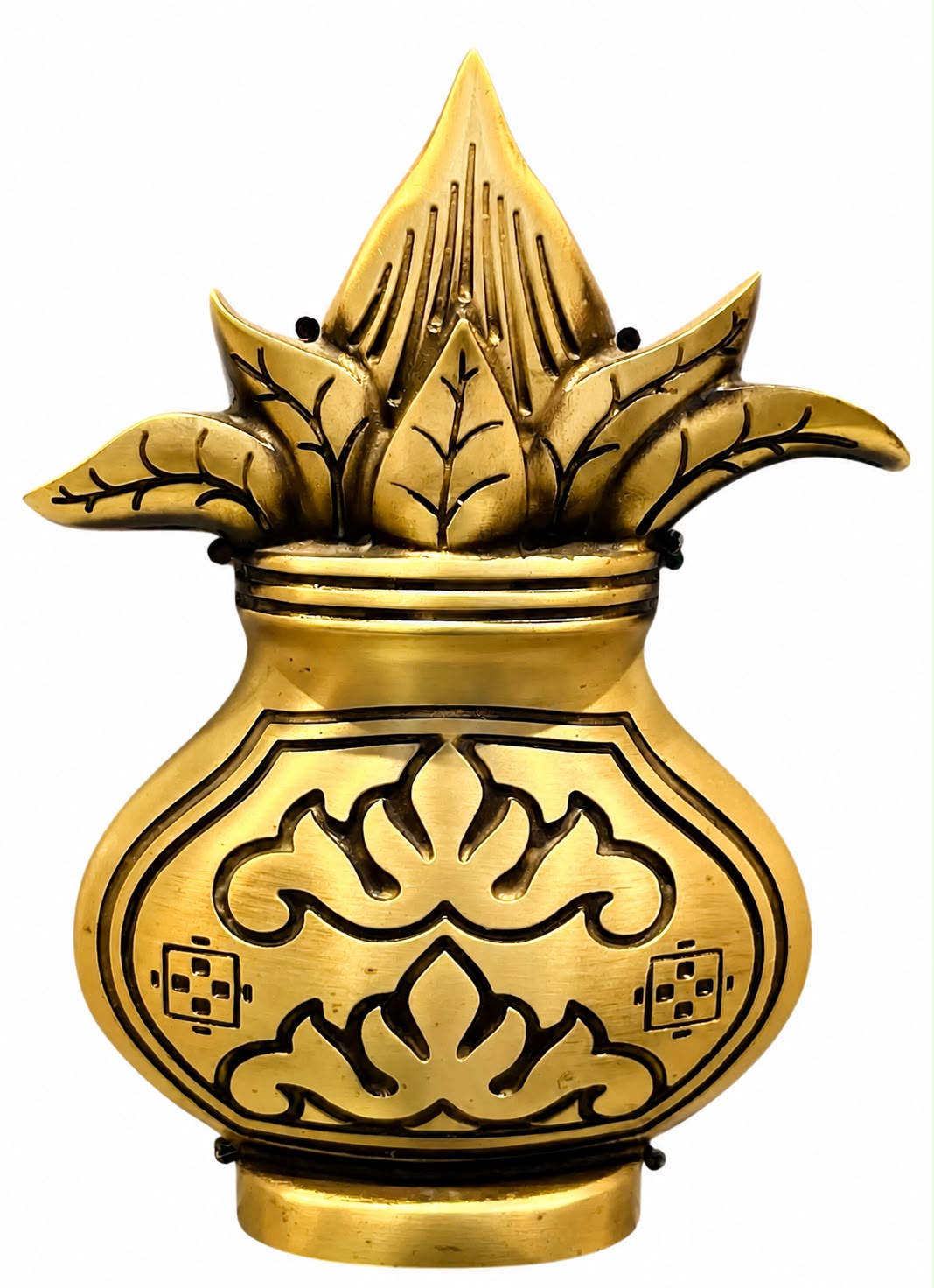 Brass Nariyal Kalash Statues 110x150mm Coffee Antique Finish PP