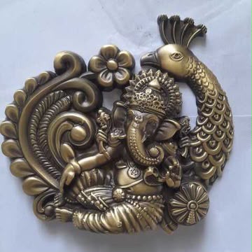 Brass Mayur Ganesh Statues 174x160mm Coffee Antique Finish PP