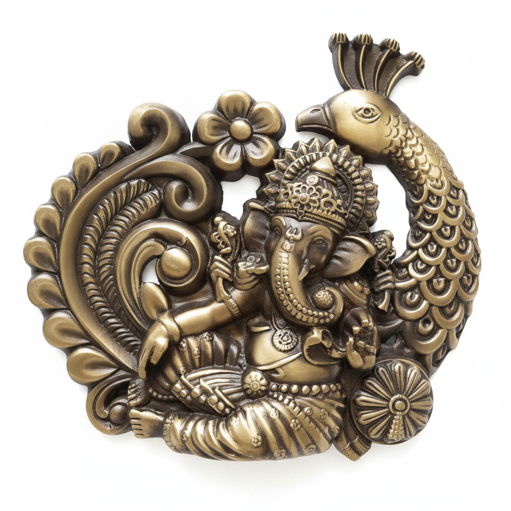 Brass Mayur Ganesh Statues 174x160mm Coffee Antique Finish PP