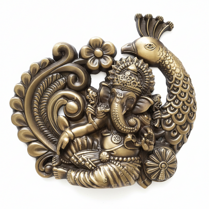 Brass Mayur Ganesh Statues 174x160mm Coffee Antique Finish PP