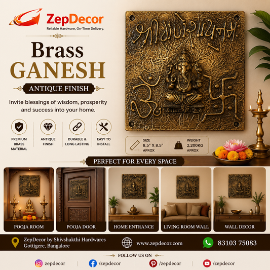 Brass Ganesh Wall Decor – Antique Finish HR