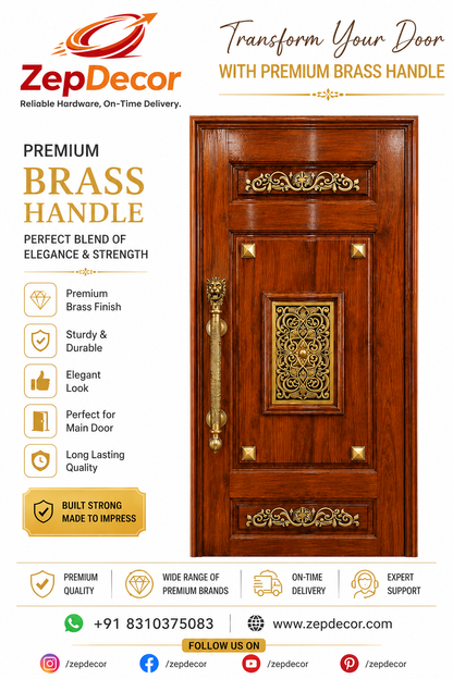 Main Door Door Pull Handle Roar (Lion) 32x300mm Brass Material Antique Finish PP