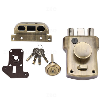 Godrej Main Door Rim Lock ULCT Trio Shaft 1CK LS Antique Finish Code 5123