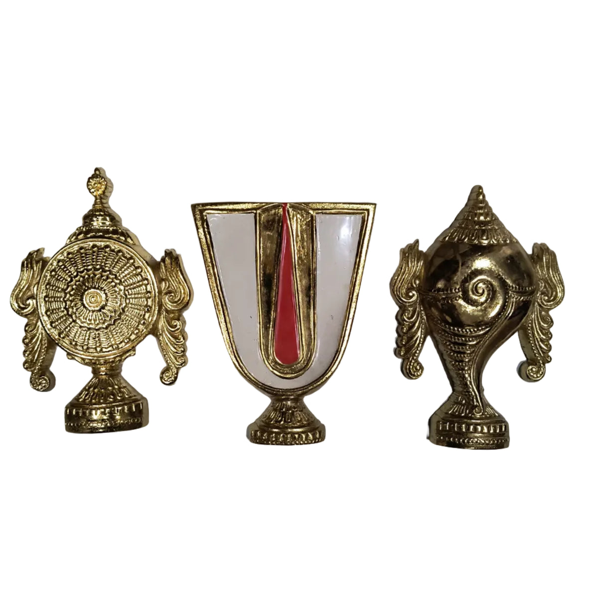 Brass Balaji 6" Shankh Chakra Tilak set HR