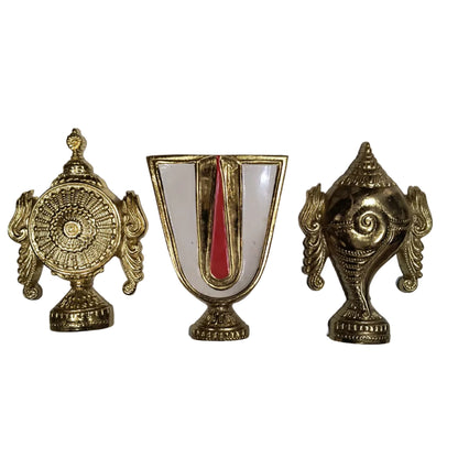 Brass Balaji 6" Shankh Chakra Tilak set HR
