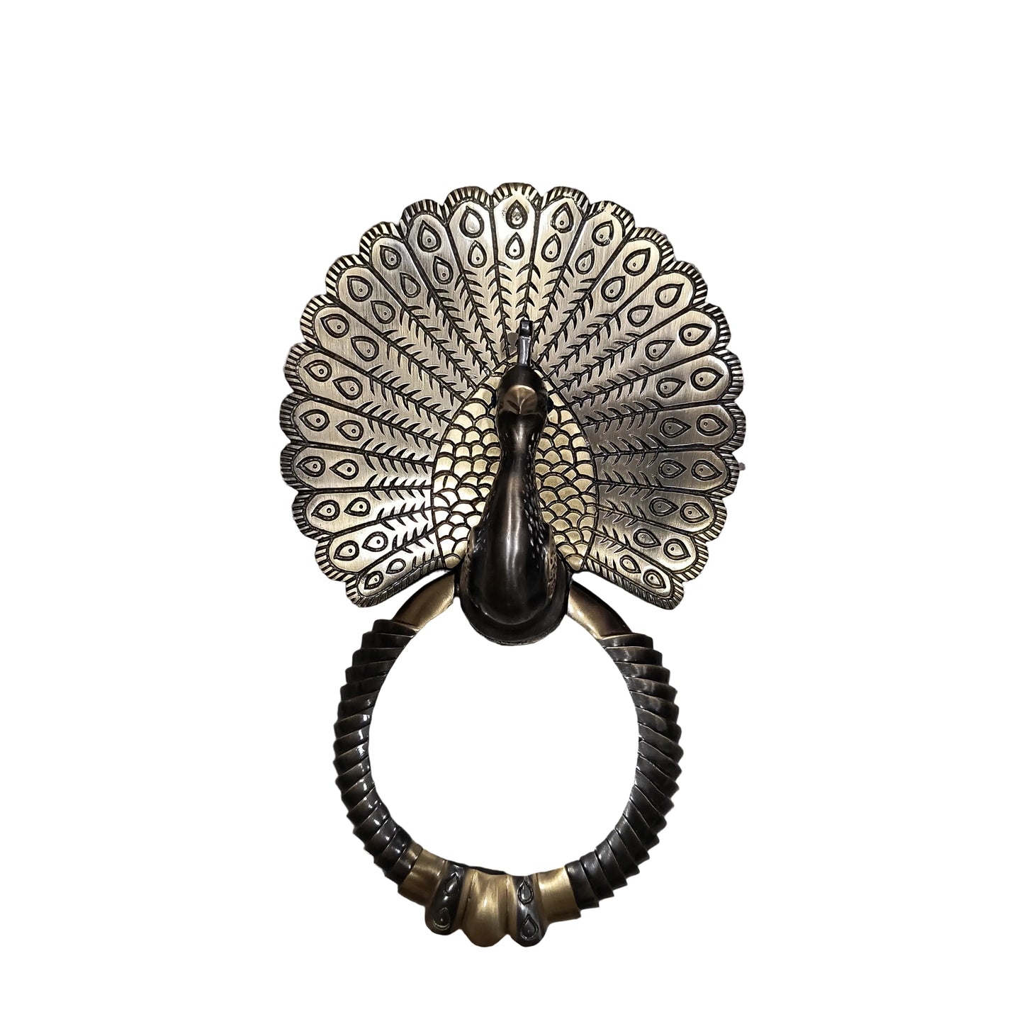 Brass Kalapi (Peacock Design) Door Knocker Antique Finish HR