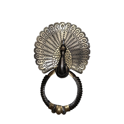 Brass Kalapi (Peacock Design) Door Knocker Antique Finish HR