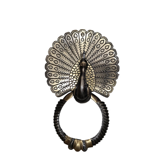 Brass Kalapi (Peacock Design) Door Knocker Antique Finish HR
