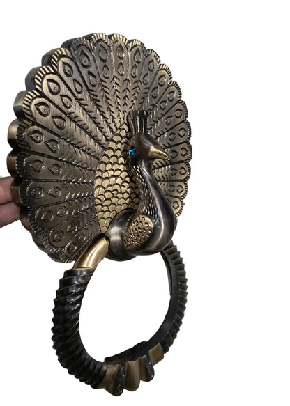 Brass Kalapi (Peacock Design) Door Knocker Antique Finish HR