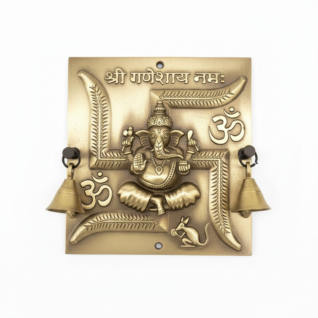 Brass Swastik Ganesh ji with Bell 160x151mm Brass Antique PP