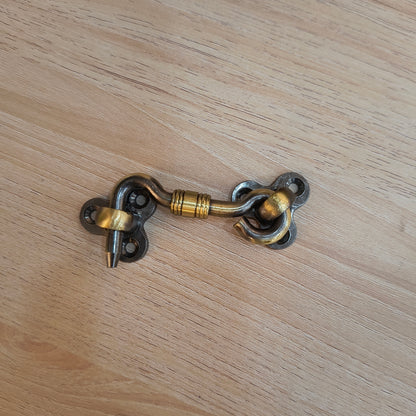 Gate Hook 2.5" with Centre Gat and Flower Side Plate Brass Material Antique Finish Legend