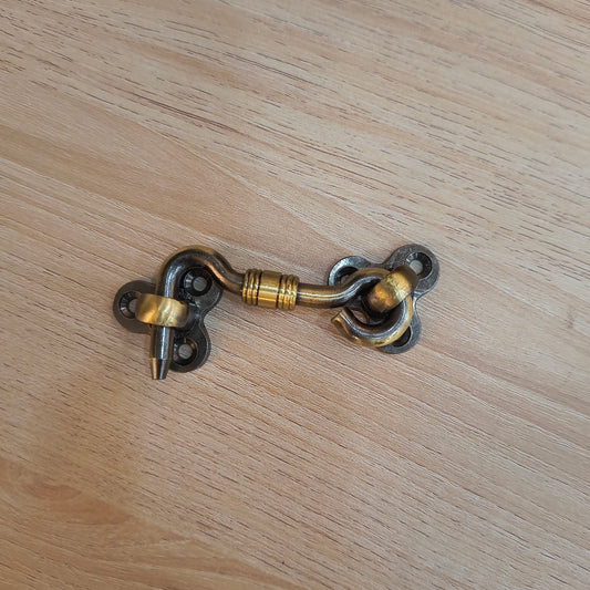 Gate Hook 2.5" with Centre Gat and Flower Side Plate Brass Material Antique Finish Legend