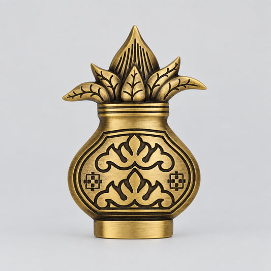 Brass Nariyal Kalash Statues 110x150mm Coffee Antique Finish PP