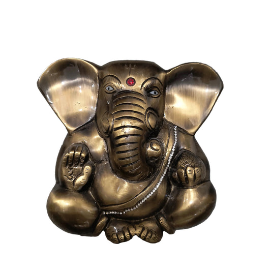 Brass Ganesh Wall Decor Antique Finish HR