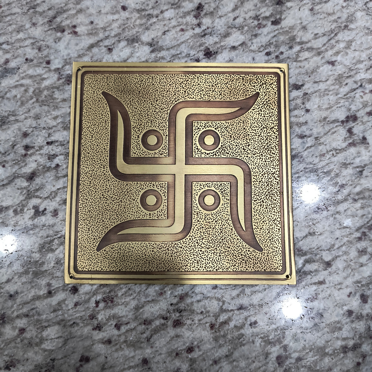 Brass Strip Plate Swastik 150mm x 150mm Brass Material Antique Finish PP