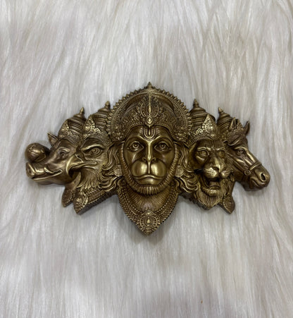 Brass Panch Mukhi Hanuman IC 174x110mm Coffee Antique Finish PP