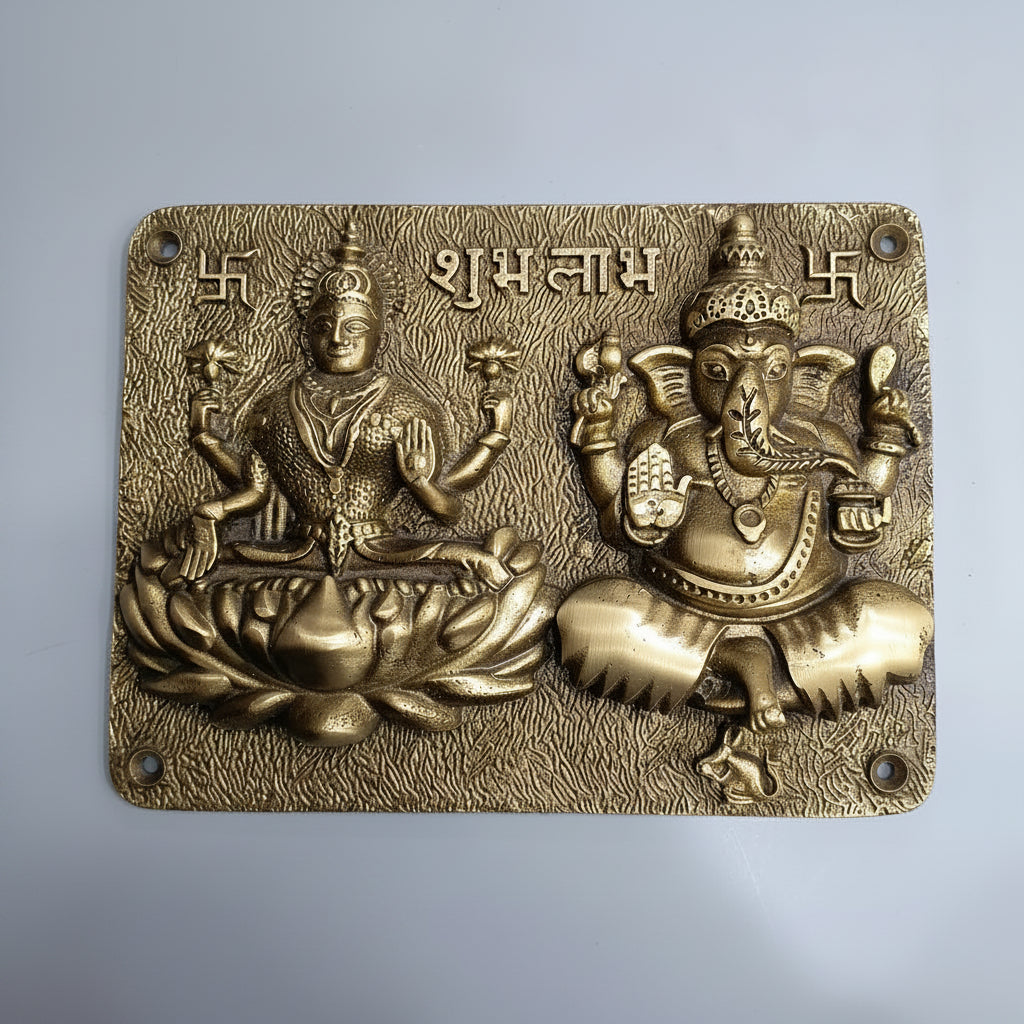 Brass Laxmi and Ganapati Size 150x100mm Brass Material Antique Finish PP